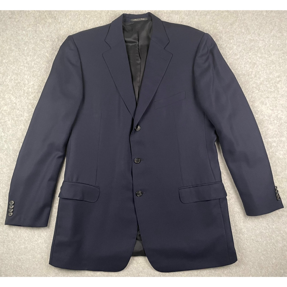 Ermenegildo Zegna Suit 40R Navy Pinstripe Italy 3-Button Bemberg Lining Fits 42R